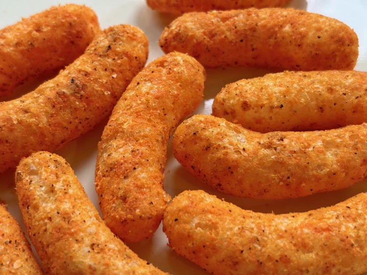 A close up of Herr's Old Bay Cheese Curls