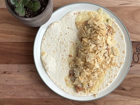 Step 4 for building the Loaded Crunchwrap